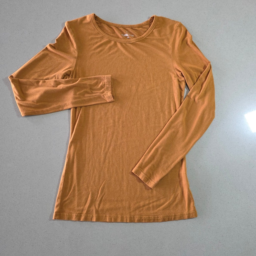 Fuinloth Womens Long Sleeve Crew Neck Slim Fit T-Shirt Ginger Orange XS